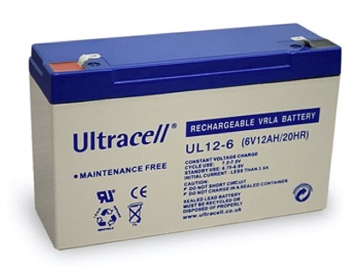 Ultracell 6V 12Ah Rechargeable Battery - For Electric Ride-On Toys & More
