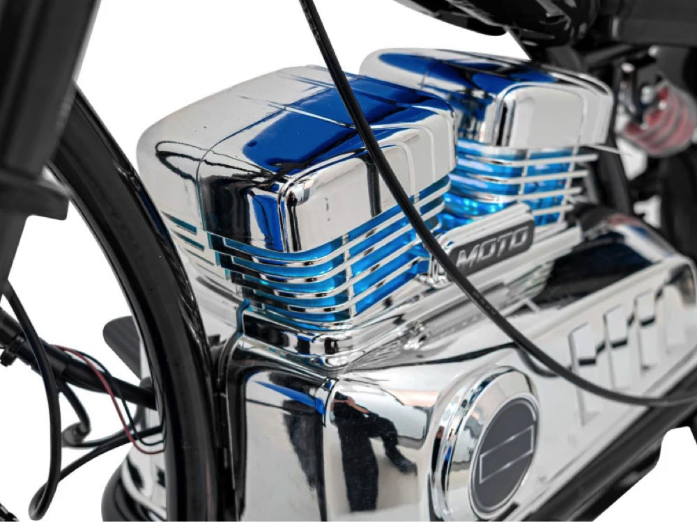 Chopper Warrior 24V Electric Kids Motorcycle - With Air Tires & Leather Seat (Black)