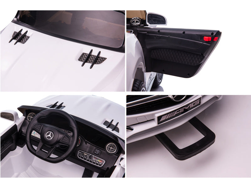 Licensed Mercedes-Benz SL65 AMG 12V Kids Electric Car - Compact Convertible (White)