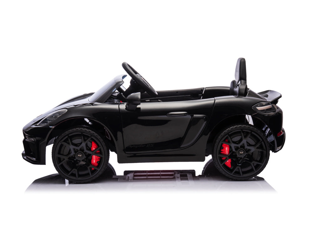 Licensed Porsche Spyder RS 12V Kids Electric Car - Sports Car with Lithium Battery (Black)