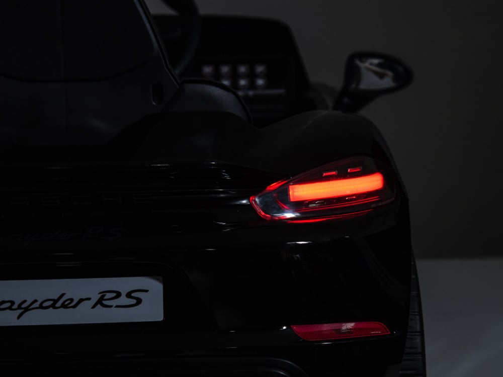 Licensed Porsche Spyder RS 12V Kids Electric Car - Sports Car with Lithium Battery (Black)