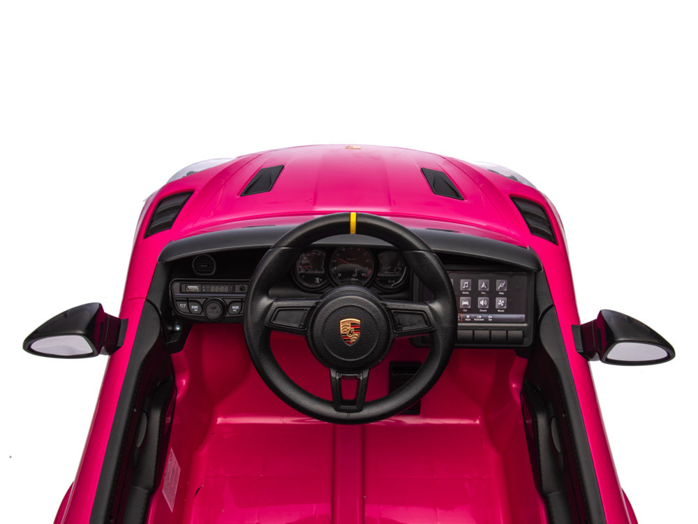 Licensed Porsche Spyder RS 12V Kids Electric Car - Sports Car with Lithium Battery (Pink)