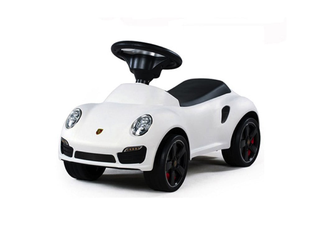 Licensed Porsche 911 Push Car - Ride-On Toy with Leather Seat (White)