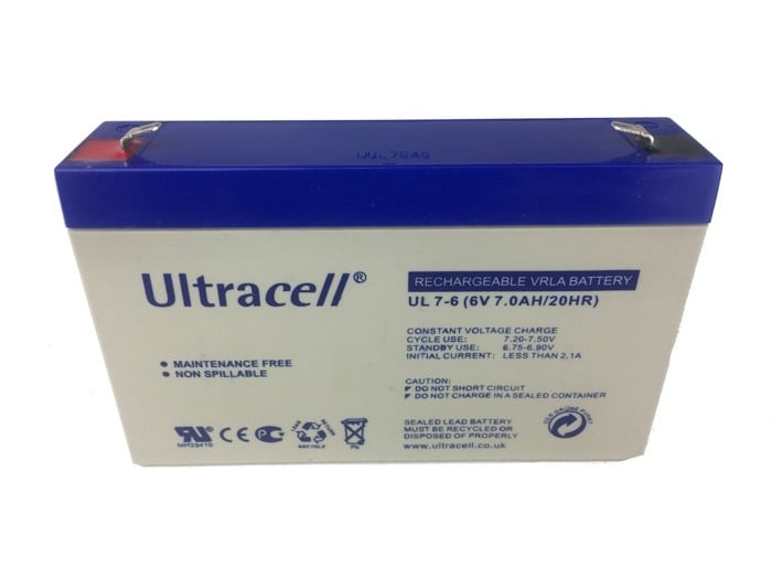 Ultracell 6V 7Ah Rechargeable Battery - For Electric Ride-On Toys