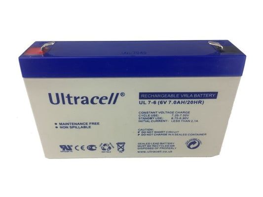 Ultracell 6V 7Ah Rechargeable Battery - For Electric Ride-On Toys