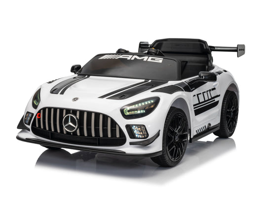 Licensed Mercedes-Benz GT3 AMG 12V Kids Electric Car - Sports Coupe with Bluetooth (White)