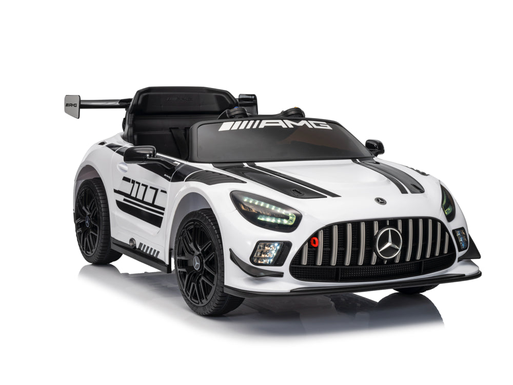 Licensed Mercedes-Benz GT3 AMG 12V Kids Electric Car - Sports Coupe with Bluetooth (White)
