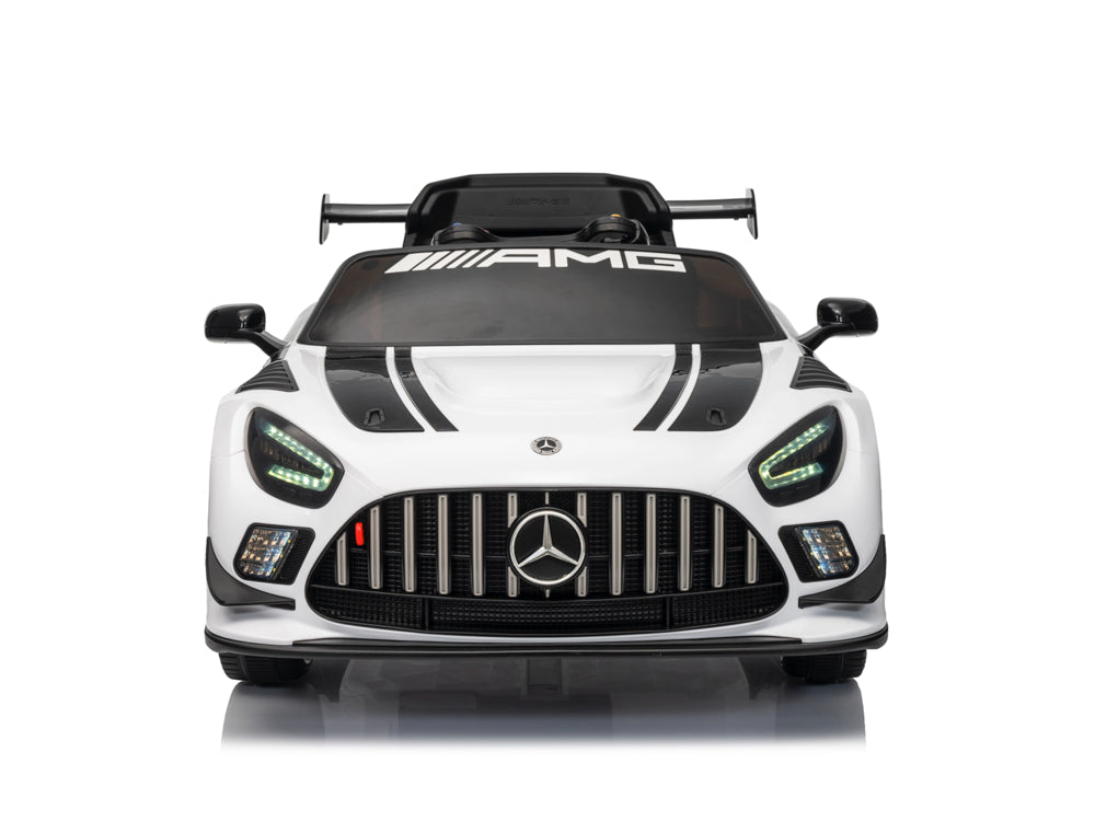 Licensed Mercedes-Benz GT3 AMG 12V Kids Electric Car - Sports Coupe with Bluetooth (White)