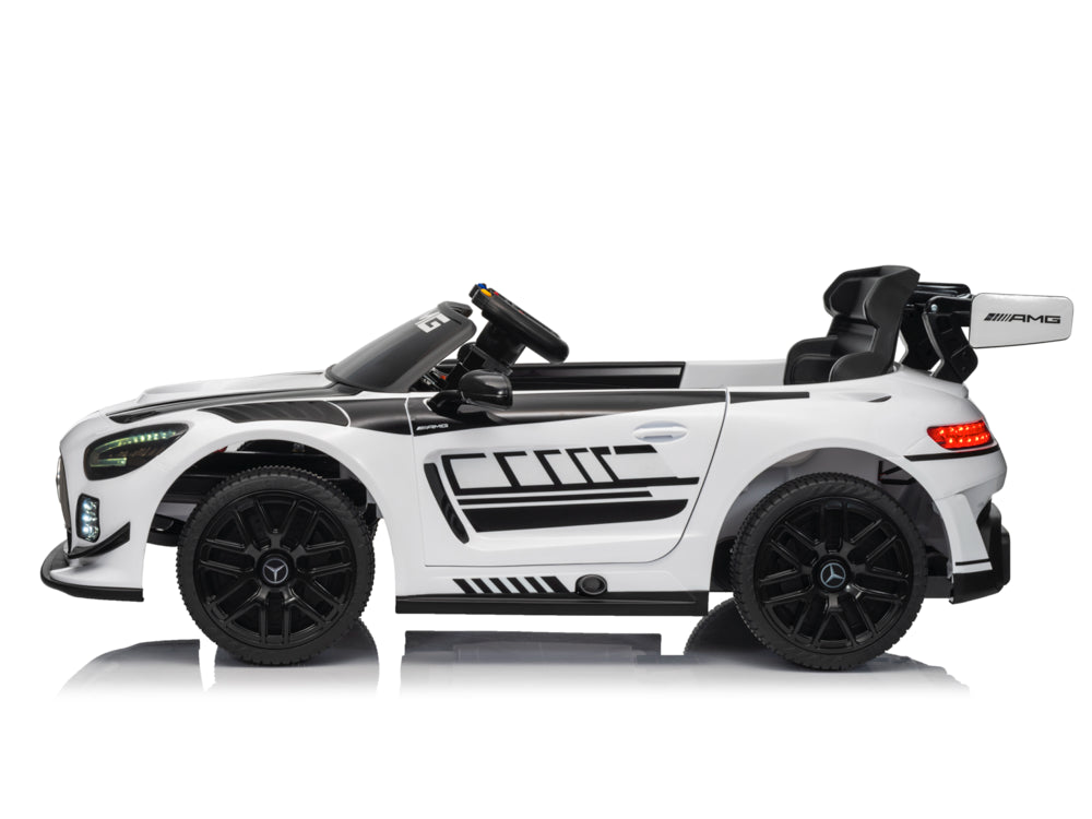 Licensed Mercedes-Benz GT3 AMG 12V Kids Electric Car - Sports Coupe with Bluetooth (White)