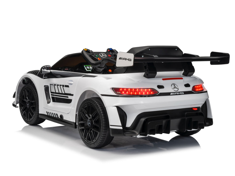 Licensed Mercedes-Benz GT3 AMG 12V Kids Electric Car - Sports Coupe with Bluetooth (White)