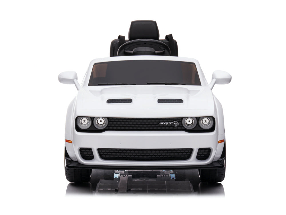 Dodge Challenger SRT 12V Kids Electric Car - Muscle Car with Remote Control (White)