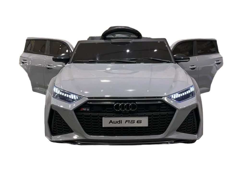 Licensed Audi RS6 12V Kids Electric Car - Sports Wagon with Bluetooth (Grey)