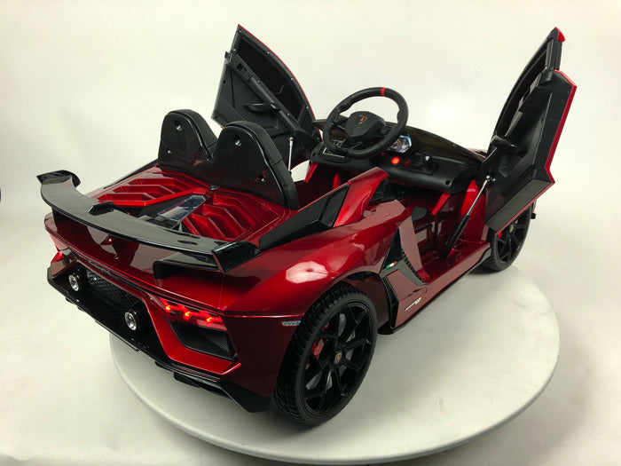 Licensed Lamborghini Aventador SVJ 12V Kids Electric Car - With Authentic Wing Doors (Red)