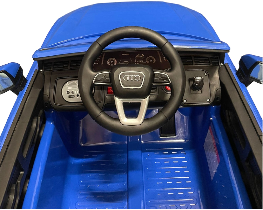 Licensed Audi Q7 12V Kids Electric SUV with Rubber Tires (Blue)