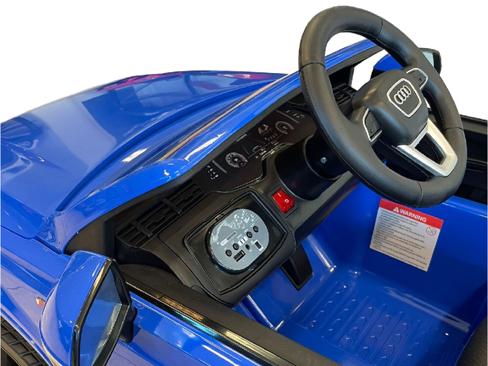 Licensed Audi Q7 12V Kids Electric SUV with Rubber Tires (Blue)