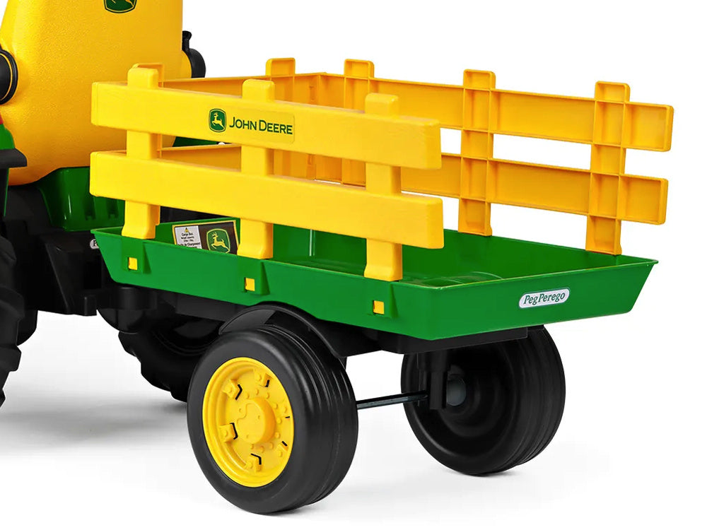 Licensed John Deere Kids Tractor with Trailer - 12V 330W with Remote Control (Green)