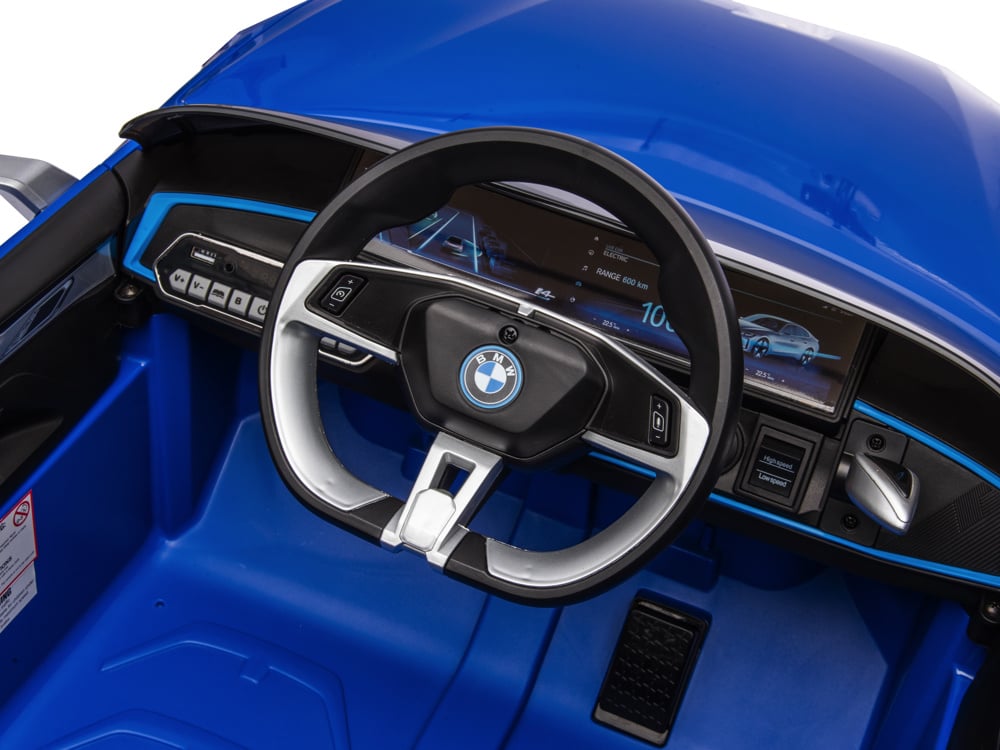 Licensed BMW i4 12V Kids Electric Car - Premium Sedan with Bluetooth & Dashboard Lighting (Blue)