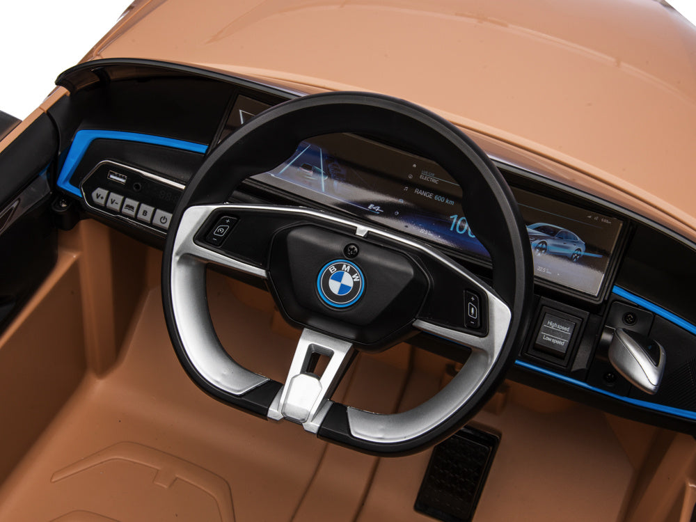 Licensed BMW i4 12V Kids Electric Car - Premium Sedan with Bluetooth & Dashboard Lighting (Bronze)