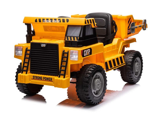 Construction Work Vehicle 12V Kids Electric Car - 4WD with Dump Bed & Bluetooth (Yellow)