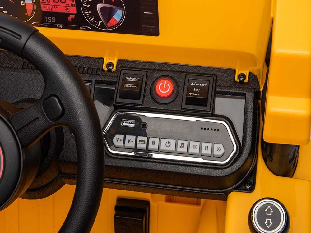 Construction Work Vehicle 12V Kids Electric Car - 4WD with Dump Bed & Bluetooth (Yellow)