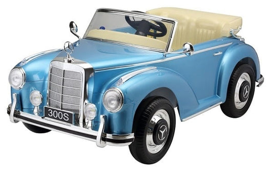 Licensed Mercedes-Benz 300S Classic 12V Kids Electric Car - Vintage Convertible (Blue)
