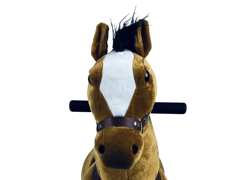 MY PONY Ride-On Horse Toy - Galloping Action for Kids Ages 3-6 (Small Brown/White)