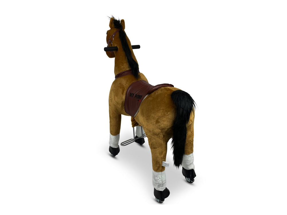 MY PONY Ride-On Horse Toy - Galloping Action for Kids Ages 3-6 (Small Brown/White)
