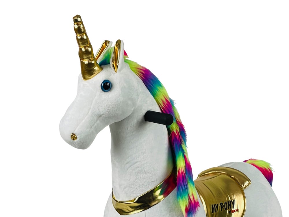 MY PONY Ride-On Unicorn Toy - Galloping Action for Kids Ages 3-6 (Small White/Purple)