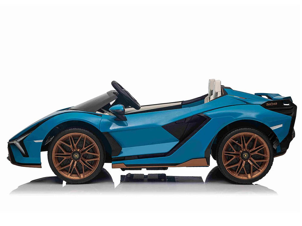 Licensed Lamborghini Sian 24V Kids Electric Car - 2-Seater with 4WD & 200W Motors (Blue)