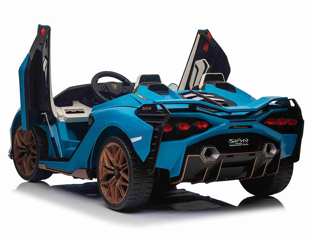 Licensed Lamborghini Sian 24V Kids Electric Car - 2-Seater with 4WD & 200W Motors (Blue)