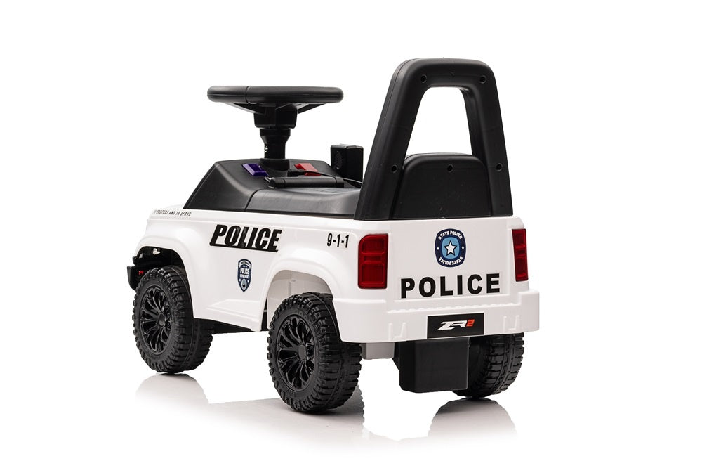 Police Push Car - With Flashing Lights, Siren & Working Walkie Talkie (White)
