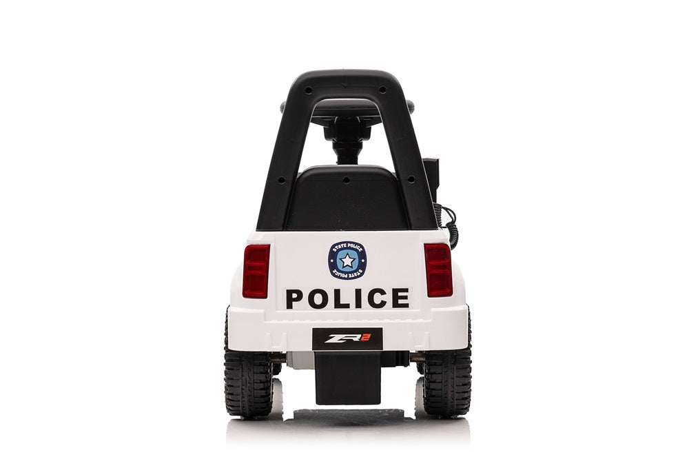 Police Push Car - With Flashing Lights, Siren & Working Walkie Talkie (White)