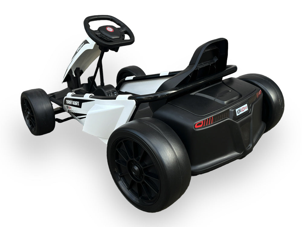 24V Electric Drift Go-Kart - 200W Motors with Drift Function (White)