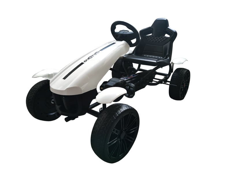 Pedal Go-Kart for Kids - Chain Drive with Hand Brake & Freewheel (White)
