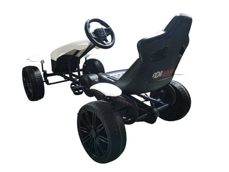 Pedal Go-Kart for Kids - Chain Drive with Hand Brake & Freewheel (White)