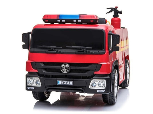 12V Fire Truck Ride On Car for Kids - Electric Fire Engine with Water Spray & Lights