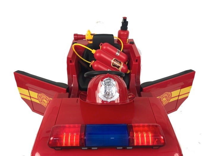 12V Fire Truck Ride On Car for Kids - Electric Fire Engine with Water Spray & Lights
