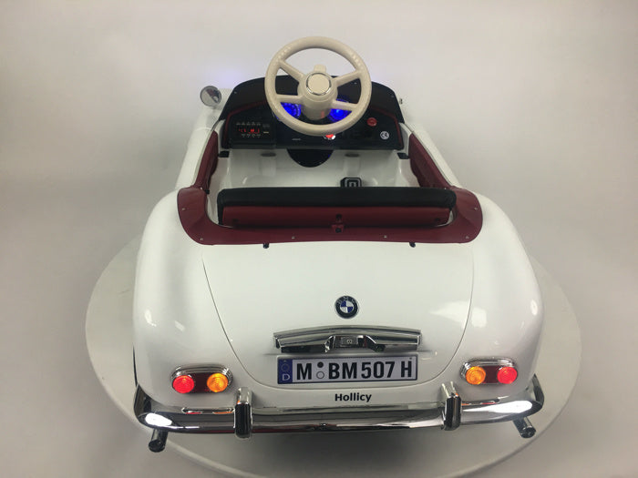 Licensed BMW 507 Classic 12V Kids Electric Car - Vintage Roadster with Pull Handle