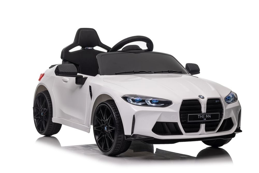 Licensed BMW M4 12V Kids Electric Car - Sports Coupe with 5-Point Harness (White)