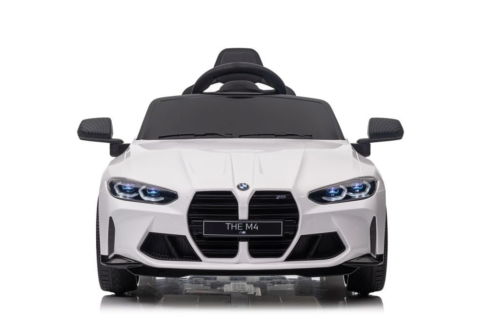 Licensed BMW M4 12V Kids Electric Car - Sports Coupe with 5-Point Harness (White)