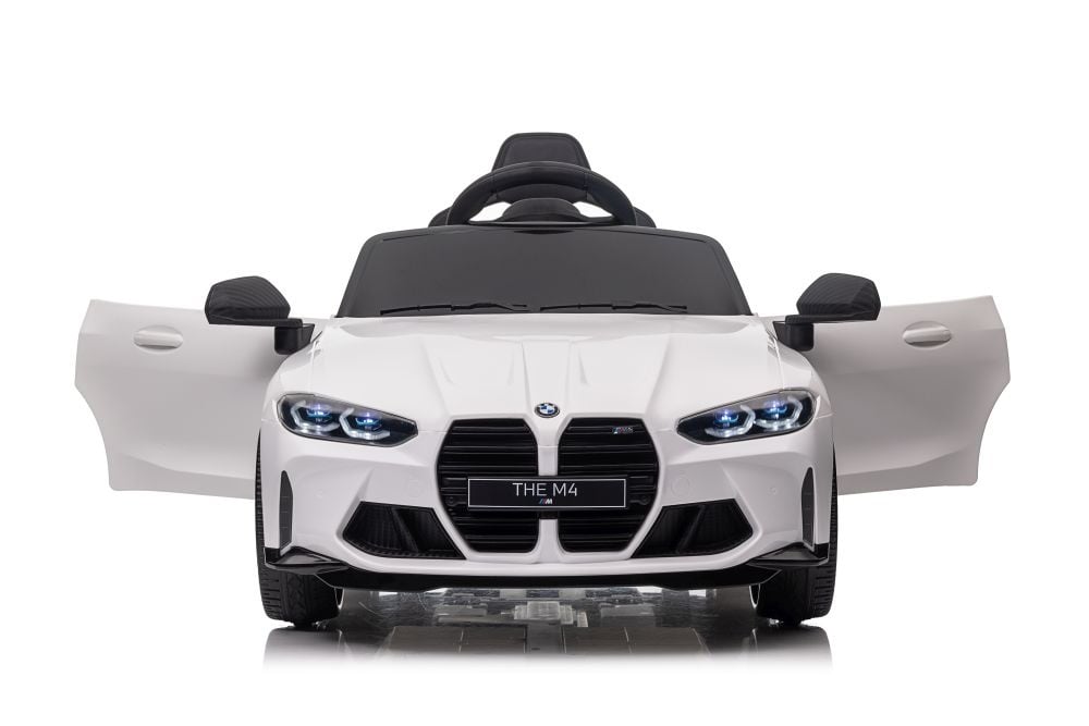 Licensed BMW M4 12V Kids Electric Car - Sports Coupe with 5-Point Harness (White)