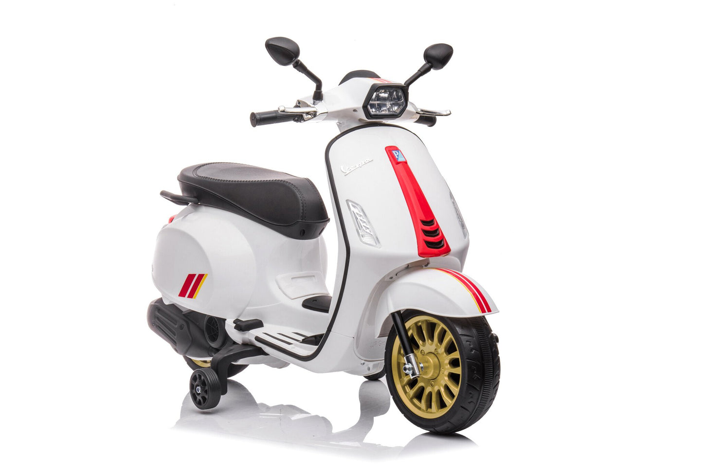 Licensed Vespa Sprint 12V Kids Electric Scooter - Classic Style with Music Module (White)