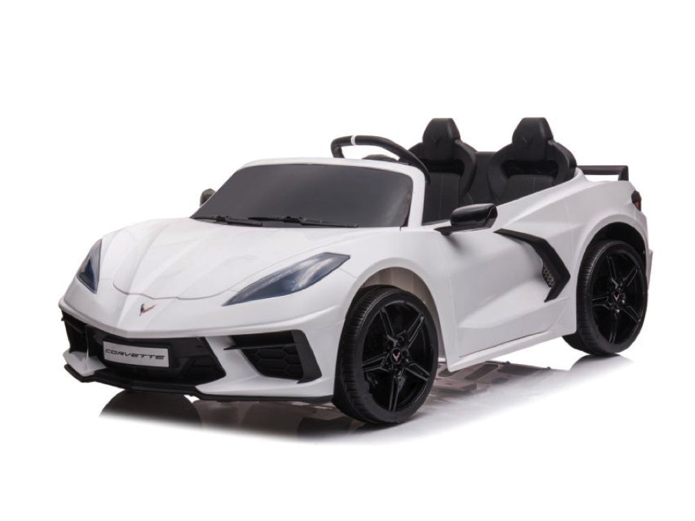 Licensed Corvette Stingray 12V Kids Electric Car - 2-Seater Sports Car (White)
