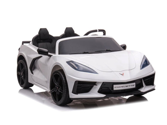 Licensed Corvette Stingray 12V Kids Electric Car - 2-Seater Sports Car (White)