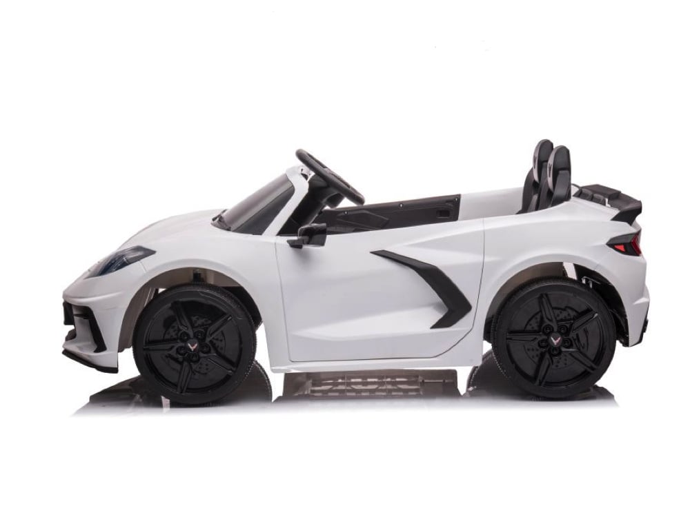 Licensed Corvette Stingray 12V Kids Electric Car - 2-Seater Sports Car (White)