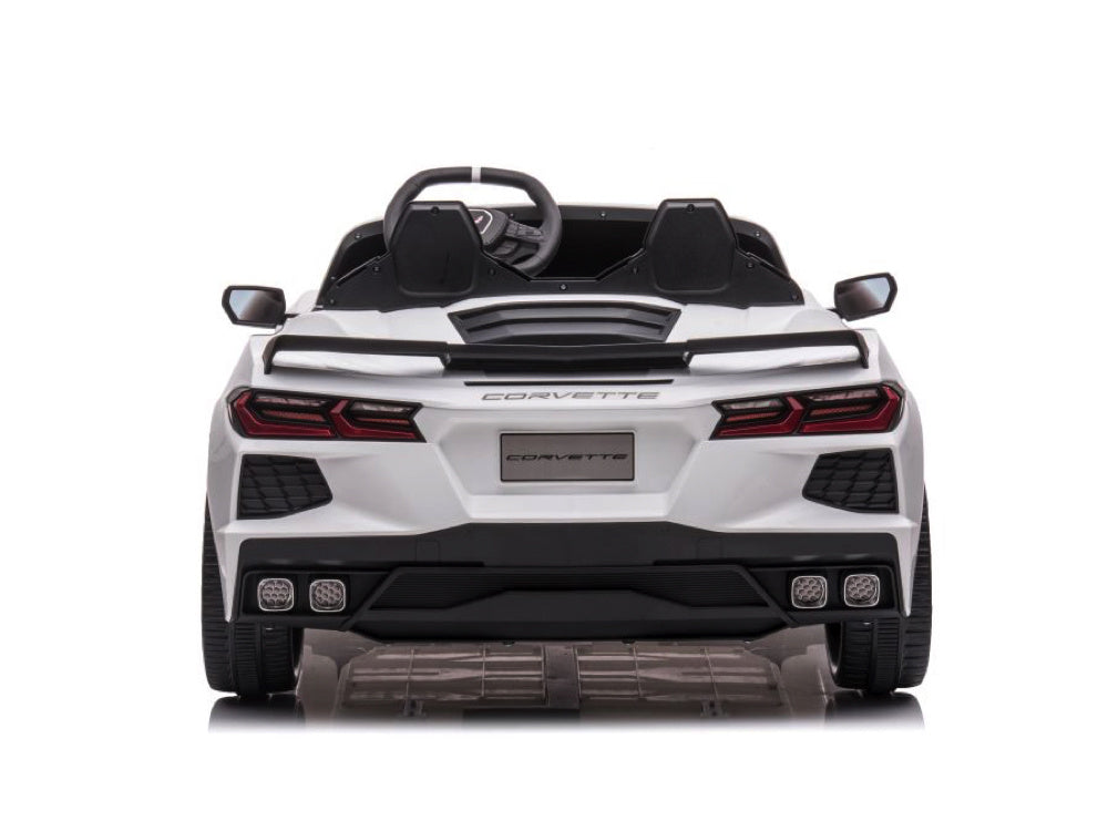 Licensed Corvette Stingray 12V Kids Electric Car - 2-Seater Sports Car (White)