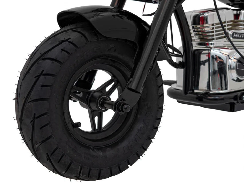 Chopper Warrior 24V Electric Kids Motorcycle - With Air Tires & Leather Seat (Black)