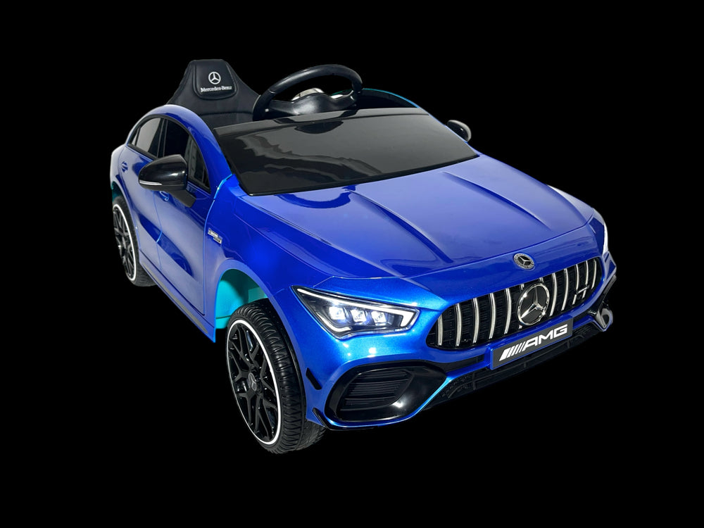 Licensed Mercedes CLA 45 S AMG 12V Kids Electric Car - 4WD Luxury Sedan (Blue)