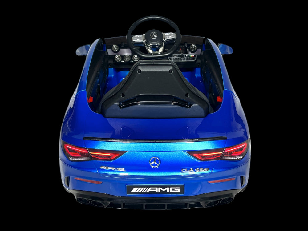 Licensed Mercedes CLA 45 S AMG 12V Kids Electric Car - 4WD Luxury Sedan (Blue)