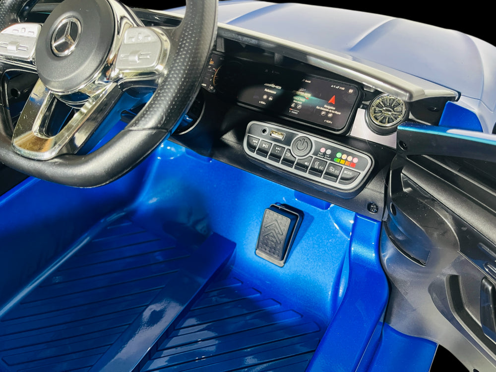 Licensed Mercedes CLA 45 S AMG 12V Kids Electric Car - 4WD Luxury Sedan (Blue)